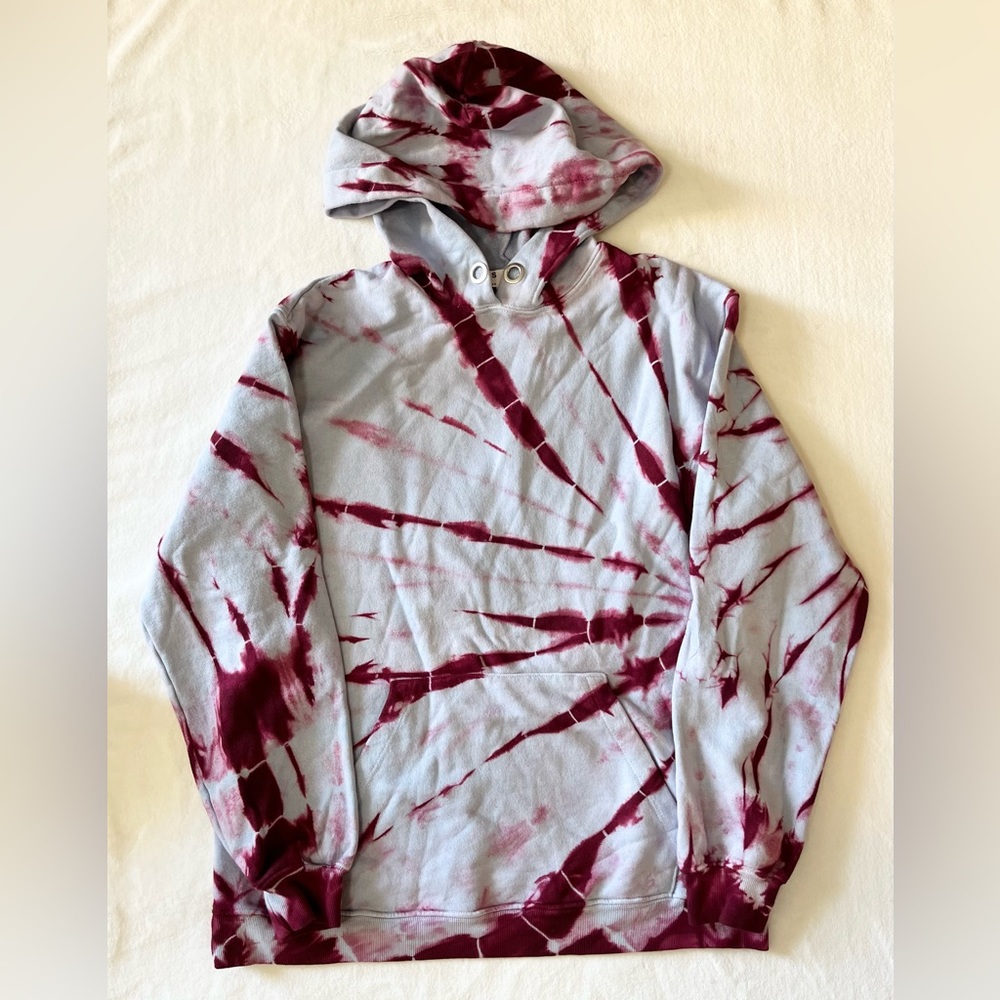 Proenza Schouler White Label Pswl Tie Dye Hoodie Baby Blue and Red